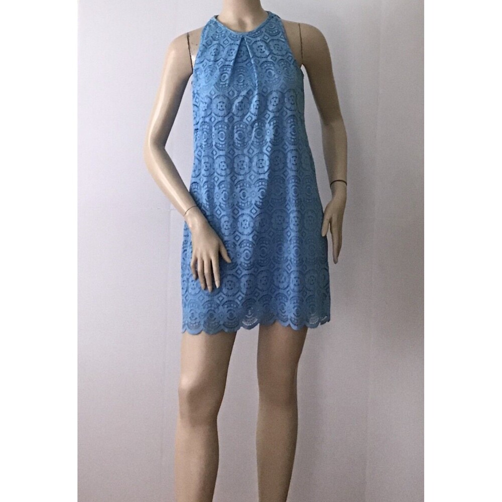 SPEECHLESS Blue Floral Lace Sleeveless Dress (Size S)